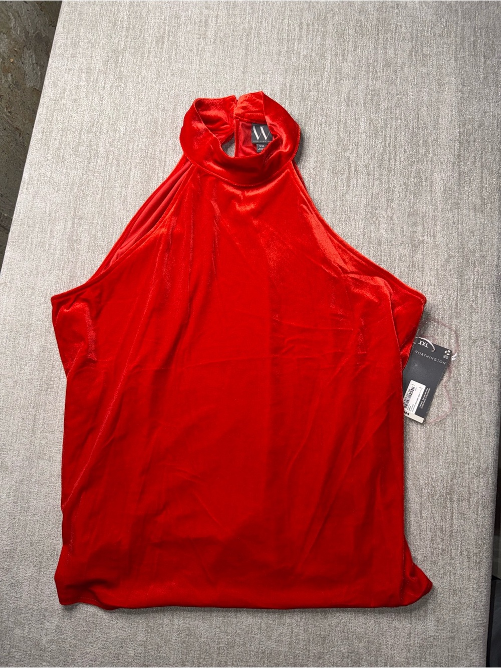 NWT Worthington Women’s XXL Red Velvet Mock Neck Sleeveless Top $44